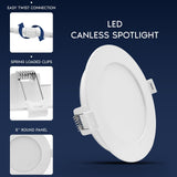 LUXRITE 5 Inch LED Recessed Light, ECO Backlit Mini Panel Spotlight, 5CCT 2700K-5000K, 1200 Lumens, High Output, 13 Watts, Dimmable, IC Rated, Wet Rated, ETL Listed, Energy Star, Round (24 Pack)