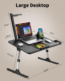 Laptop Table with LED Desk Light, SAIJI Laptop Stand for Bed