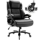 Big and Tall 400lbs Office Chair - Adjustable Lumbar Support Quiet Rubber Wheels Heavy Duty Metal Base (Black) YORICK