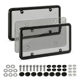 houlishu Clear Gray License Plate Frames - ABS Rust-Proof 2 Pcs Car Rear Front Plate Covers with Screws Caps Fit for US Standard Plates with Mounting Hardware