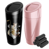Car Trash Can with 90 Free Garbage Bags - Waterproof, Lid-Closed, Easy-to-Clean Cup Holder Trash Can