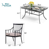 PHI VILLA 7 Piece Patio Dining Set, Rectangular Metal Table