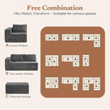 Furnify 106" Modular Sectional Sofa with L-Shape Chaise, Right/Left Facing Deep Seat Cloud Couch, No Assembly Required, Upholstered Couch for Living Room Bedroom (Plush Corduroy Fabric, Grey)