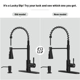 DAYONE Matte Black Touchless Kitchen Sink Faucet with Pull Down Sprayer and Soap Dispenser, Stainless Steel Motion Sensor Touch Faucet for Kitchen Sink Smart Hands-Free Single Handle