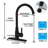 Kohonby Single Handle Kitchen Faucet Stainless Steel Matte Black, Modern High Arc Kitchen Sink Faucet, Commercial Bar Sink Faucet One Hole with Deck