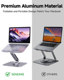 Laptop Stand for Desk, Aluminum Alloy Ergonomic Laptop Riser 360 Rotation Base, Portable Adjustable Laptop Stand