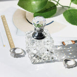 Clear Cubic Carved Crystal Refillable Perfume Bottle Desk Decor