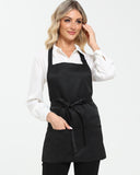 Xeoxarel 6 Pack Adjustable Bib Apron with 3 Pockets Cooking Kitchen Aprons for Women Men Chef, Waterdrop Black