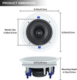 Herdio Passive Ceiling Speakers 6.5‘’ 320W 2-Way Round Flush Mount Speakers Perfect For Home Theate