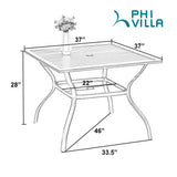 PHI VILLA Patio Dining Set for 4, Swivel Chairs& Metal Table