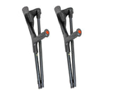 PEPE Mobility Folding Crutches for Adults (x2 Units), Open Cuff, Adjustable Height, Aluminium, Orthopaedic, Elbow Crutches Women and Men, Black