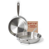 Stainless Steel Frying Pan Bundle - Nonstick, Non-Toxic, Induction Safe, Stay Cool Handle, Durable Cookware, Includes 9.5" & 11" Skillets Alva
