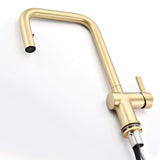 SUMERAIN Pull Out Kitchen Faucets with Dual Sprayer Mode, Single Hole Stainless Steel Modern Kitchen Sink Faucet Brushed Gold