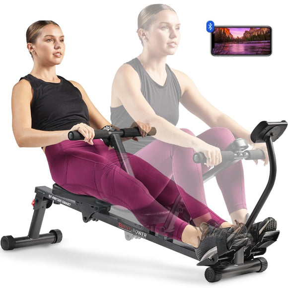 Sunny Health & Fitness Smart Compact Adjustable Rowing Machine, 12 Levels Adjustable Resistance, Complete Body Workout, Connect via Bluetooth with Exclusive SunnyFit App - SF-RW1205SMART Sunny Health & Fitness