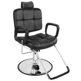 BarberPub Reclining Hydraulic Barber Chair, Salon Beauty Spa Shampoo Equipment, PVC Leather, Adult 2059 (Black)