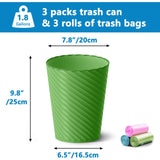 Lysam Bathroom Trash Can 3 Pack, 1.8 Gallon Small Trash Can with Trash Bags