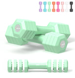 Adjustable Dumbbells Set, 4 in 1 Hand Weights Set for Women Men 10 LB Dumbbell Pair Each 2lbs 3lbs 4lbs 5lbs Weights Dumbbells Set with TPU Soft Rubber Handle for Home Gym Exercise Fitness -Green