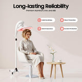 Professional Stand Hair Dryer - 360° Rotating Hair Processor with Wheels & LCD Adjustable Height Salon & Home Use Hair Treatment Machine for Hair Drying, Oil Care, Hair Dyeing, Heating (White)