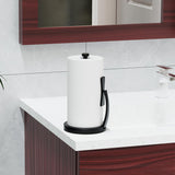 VEHHE Paper Towel Holder Countertop, One-Handed Tear, Stainless Steel, Stand Paper Towel Holder with Spring Activated Arm & Non Slip Weighted Base, for Kitchen Bathroom (Black)