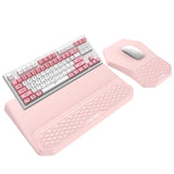 3-in-1 Ergonomic Keyboard Stand with Wrist Rest & Mouse Pad Set, Pink