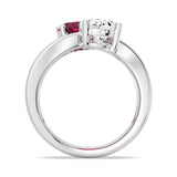 MSBLUE 6CT Size 7 Engagement Rings, Oval Cut Moissanite with Lab Grown Oval Sapphire or Ruby, Couple Anniversary Ring Set or Women’s Wedding Ring, GRA Certificate