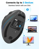 AOC Ergonomic Mouse, 2.4GHz Wireless Bluetooth Vertical Mouse, Rechargeable