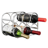 Buruis 6-Bottle Wine Rack, Modern Metal Countertop Wine Holder Stand for Kitchen, Pantry & Cabinet Storage, No Assembly Required, Silver