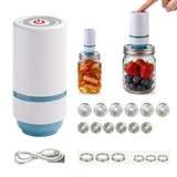 Electric Mason Jar Vacuum Sealer Kit, Sunchic 2026 Portable Jar Vacuum Sealer, No Opener Needed, Fits Wide & Regular Mouth Jars, 12 Reusable Lids & 6 Sealing Rings, Food Storage Canning Machine