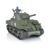 wheelfun Heng Long US in Stock, RC Tank 2.4G 1/16 Scale 7.0 Plastic Version M4A3 Sherman Smoking Unit Battle Tank Military Transport Vehicles 340° Rotating Turret IR Combat Model 3898 BB Airsoft