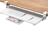 ETHU Under Desk Keyboard Tray with C-Clamp, 26.77x11.81", White
