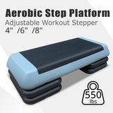 Adjustable Step Platform 30" × 14" Workout Aerobic Stepper Height Step for Fitness Strength Training with Risers Exercise Platform for Home Gym(Grey)