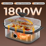 Hxankit 450C/842F Electric Food Steamer,Superheated Steam Cooker, 40% Less Fat, Premium Borosilicate Glass Lid, 10 One-Touch Presets, No Descaling 2+ Years, Real-Time Temp Display, 8 Qt 1800W White