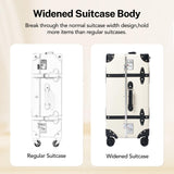 universal trotter Vintage PU Leather Luggage Set, Retro Trunk Suitcase with Wide Aluminum Frame, TSA Key Locks and Smooth 360° Spinner Wheels (Ivory Signature,12"+20"+26")