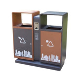 uP9sF2mD Outdoor Garbage Can Double-Barrel Metal Trash Can for Outdoor Commercial Outdoor Trash Can