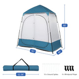 Outvita Oversize 2 Rooms Shower Tent, 7.5 FT Outdoor Pop up Changing Room, Instant Extra Wide Privacy Shelter for Camping Dressing Toilet Bathroom with Carry Bag, Blue & White