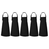 RAJRANG Black Apron Chef for Men and Women with Pockets Cotton Kitchen Cooking Full Aprons 35x27 Inches Pack of 5
