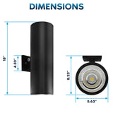 LUXRITE Dusk to Dawn LED Modern Outdoor Wall Lights, 18", Up or Up and Down Light, 3CCT 3000K-5000K, Waterproof Cylinder Wall Sconce, 20/30/40W, Dimmable, IP65, ETL - Porch Patio Garage (2 Pack)