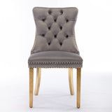 MOOLSUN Velvet Dining Chairs Set of 8, High Back Side Chairs, Modern Padded High-End Tufted Upholstered Chairs with Button-Tufted Back & Rear Pull Tabs, Gold Plated Leg E-Gray(Gold Plated Leg)