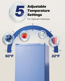 Upstreman 3.2 Cu.Ft Mini Fridge with Freezer, Single Door Mini Fridge, Dorm Fridge, Adjustable Thermostat, Mini Refrigerator for Bedroom, Office, Dorm, Blue-BR321