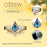 10k Gold Alexandrite ring set Promise Ring Set Alexandrite rings for womens Vintage Wedding Ring Set Birthday Mothers day
