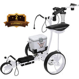 Super E Caddy The Pro Wireless Remote Control Electric Golf Cart, Built-in 6 Pack Cooler, Seat, USB (White) Super E Caddy