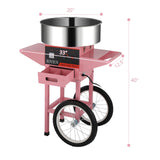ROVSUN 21 Inch Cotton Candy Machine Commercial, Candy Floss Maker Electric Cotton Candy Maker w/Cart Stainless Steel Bowl, Sugar Scoop and Large Storage Drawer for Home Party Carnival