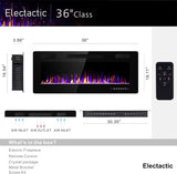 Electactic 36 Inch Electric Fireplace Insert Ultra-Thin - Recessed & Wall-Mounted Fireplace Heater with Thermostat, Adjustable Flame, Remote Control - Linear with Timer, Touch Screen, 750/1500W