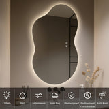 WallBeyond 36"x24" Irregular LED Bathroom Mirror with Lights, Asymmetrical Backlit Vanity Mirror for Powder Room or Makeup Area, Dimmable & Anti-Fog, Dual Mounting
