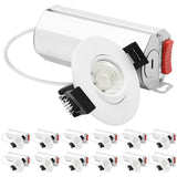 LUXRITE 2-Inch Gimbal LED Recessed Lighting, 5 Color Selectable 2700K-5000K, 6 Watts, 400 Lumens, Adjustable 360º + 30º Swivel Spotlight, Dimmable, CRI90, IC & Wet Rated, ETL, White (12 Pack)