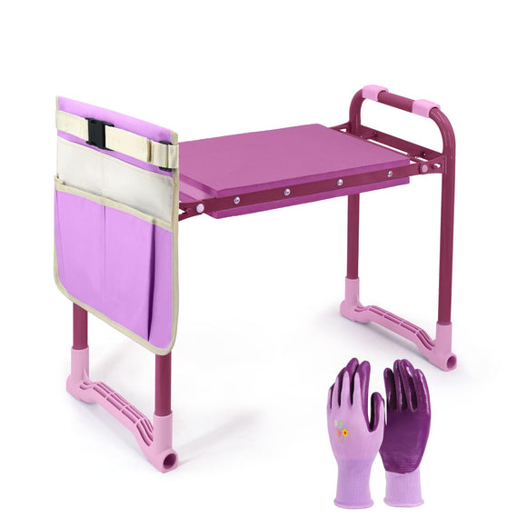 Garden Kneeler Upgraded, Gardening Kneelers Stool with Rugged & Sturdy Steel Frame, Garden Seat and Kneeler Bench (Purple)