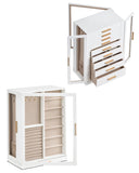 Glimmloop 360° Rotating Jewelry Box with 9 Drawers, Spacious Vertical Jewelry Organizer with Glass Window, Jewelry Storage Case, Dustproof & Moisture-resistant Design, White