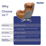 NOUHAUS Heated Classic Massage Chair Full Body and Spot Massaging Recliner with Ottoman, Bluetooth Speaker, in-Chair Charger. Portable Shiatsu Body Massager Chair (Caramel, Leather)