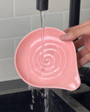 KITCHENLESTAR Large Ceramic Spoon Rest – 6.2 x 5.2 Inch Heat-Resistant Nonstick Spoon Holder for Stove Top, Glossy Finish, Dishwasher Safe, Stable & Heavy Duty for Cooking Utensils(Pink 1pc)