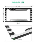 NJNYLLC American Flag License Plate Frame- Black Front Rear Patriotic USA ‌Car Tag Frames, 2 Pack Heavy Duty Brushed Aluminum Plastic Composite Holder with Screws Caps